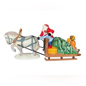 Dept 56 Silver Bells Christmas Shop Gift Set horse drawn sleigh